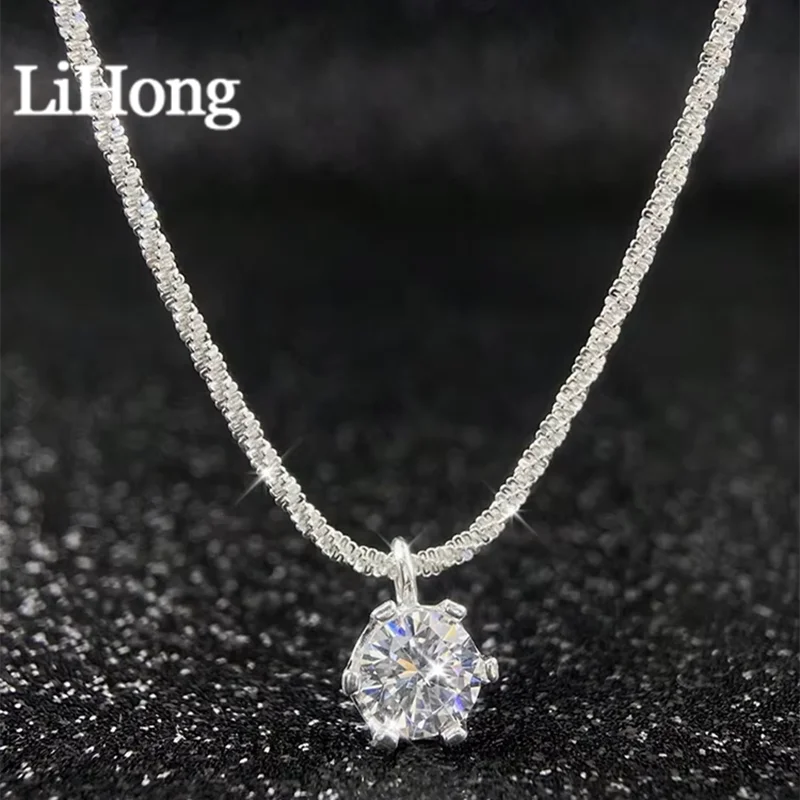 Moissanite 925 Necklaces for Women Unique Design Sparkling Cauliflower Chain with Diamond Pendant Dainty Party Jewelry Gift