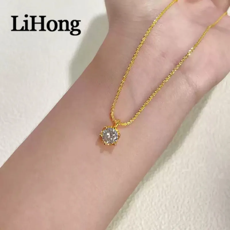 Moissanite 925 Necklaces for Women Unique Design Sparkling Cauliflower Chain with Diamond Pendant Dainty Party Jewelry Gift