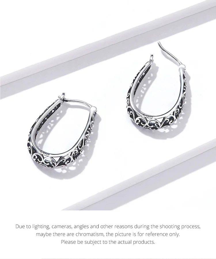 BAMOER 18K Gold Plated Filigree Hoop Earrings 925 Sterling Silver Vintage Vine Earrings For Women Fine Jewelry Original Design