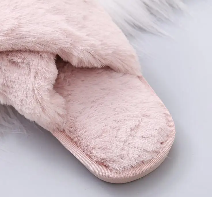 Winter Women House Slippers Faux Fur Warm Flat Shoes Female Slip Home Ladies Slippers Size 36-43 Wholesale