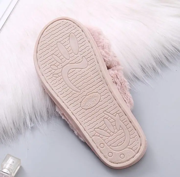 Winter Women House Slippers Faux Fur Warm Flat Shoes Female Slip Home Ladies Slippers Size 36-43 Wholesale