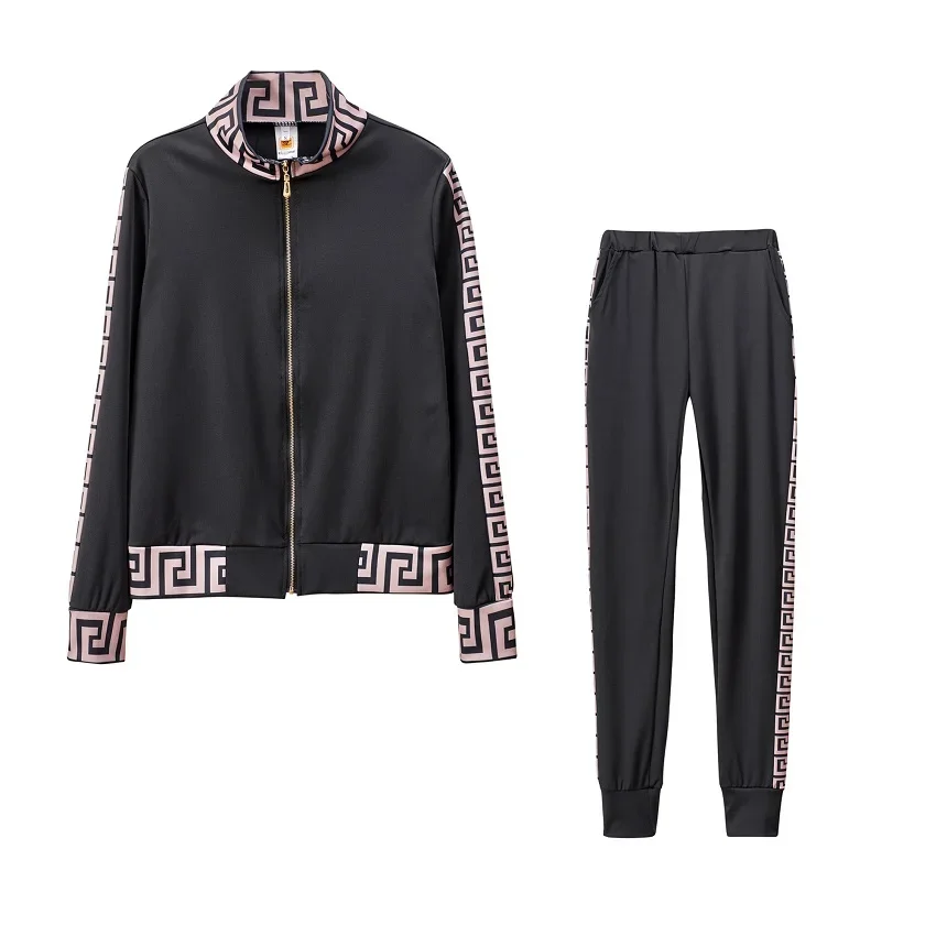 2025 Europe And The United States New Style Leisure Printing Stitching Two-piece Suit
