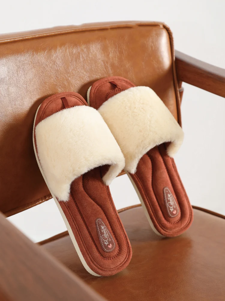Bebealy Fashion Cozy Women Slippers Winter Warm Flat Slippers For Women Indoor House Furry Women Slippers Warm Plush Women Shoes