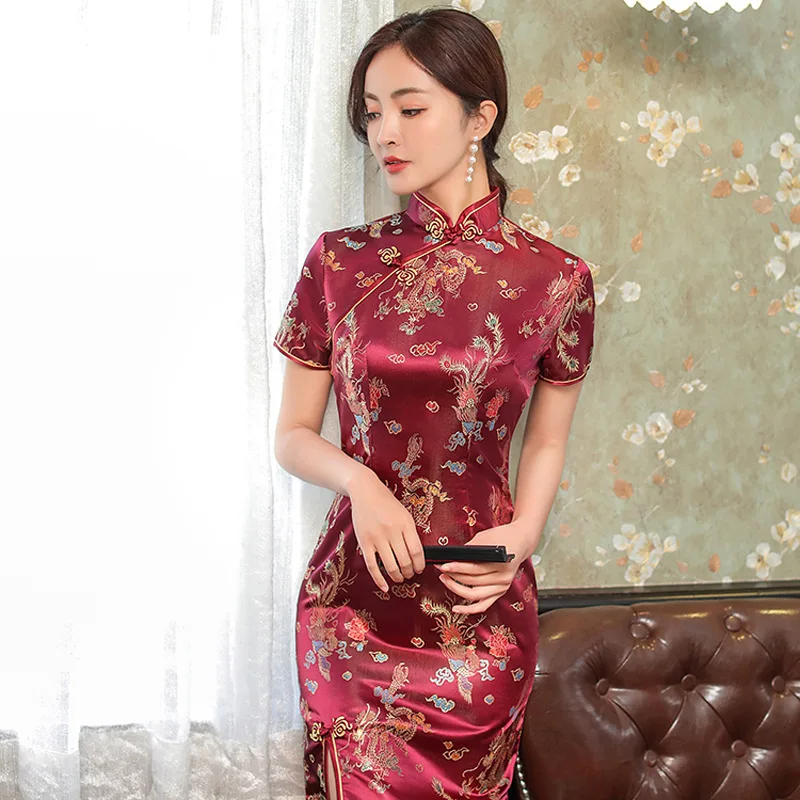 Chinese Style Qipao Sexy Women Plus Size Cheongsam Vintage Classic Chinese Dress Dragon And Phoenix Long Vestidos 4XL