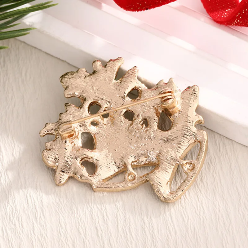 2026 New Christmas Jewelry Fashion Sweet Alloy Enamel Rhinestone Christmas Bells Brooch Pin For Women Clothing Accessories