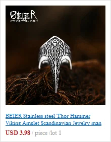 BEIER Cross Antiqued Northern Europe Viking 316L Stainless Steel Ring Gothic Pattern Jewelry  Factory price  BR8-215 US Size