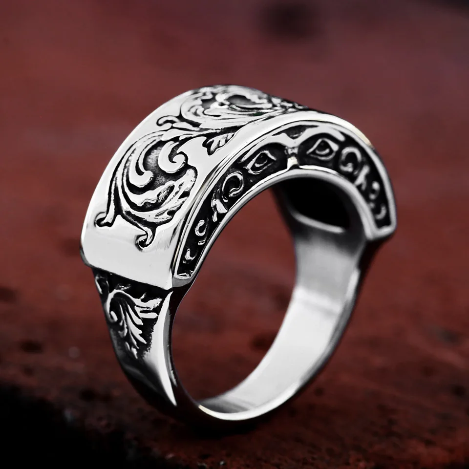 BEIER Cross Antiqued Northern Europe Viking 316L Stainless Steel Ring Gothic Pattern Jewelry  Factory price  BR8-215 US Size