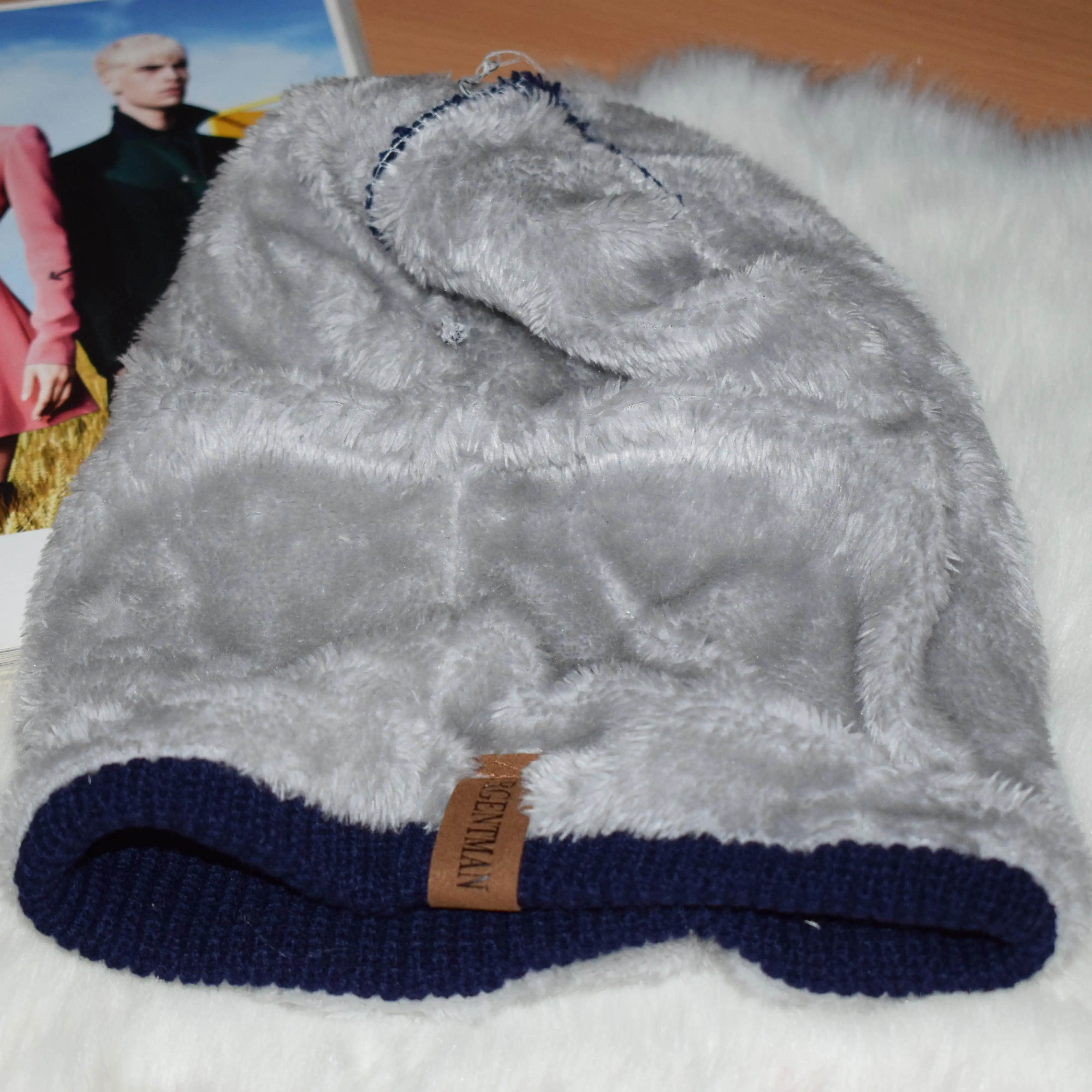 New Unisex Letter Beanie Hat Leisure Add Fur Lined Winter Hats For Men Women Keep Warm Knitted Hat Fashion Solid Ski Bonnet Cap