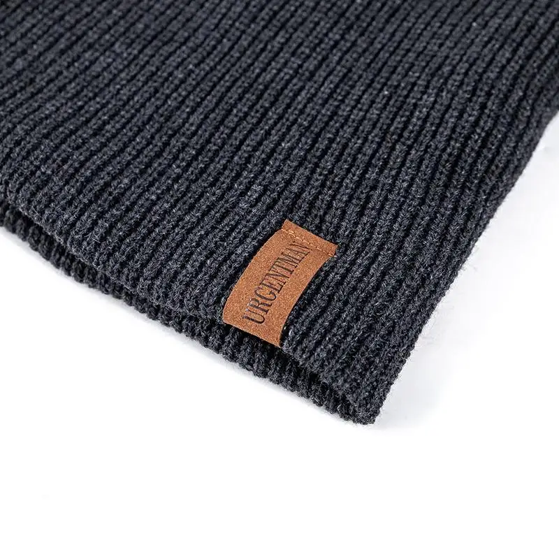 New Unisex Letter Beanie Hat Leisure Add Fur Lined Winter Hats For Men Women Keep Warm Knitted Hat Fashion Solid Ski Bonnet Cap