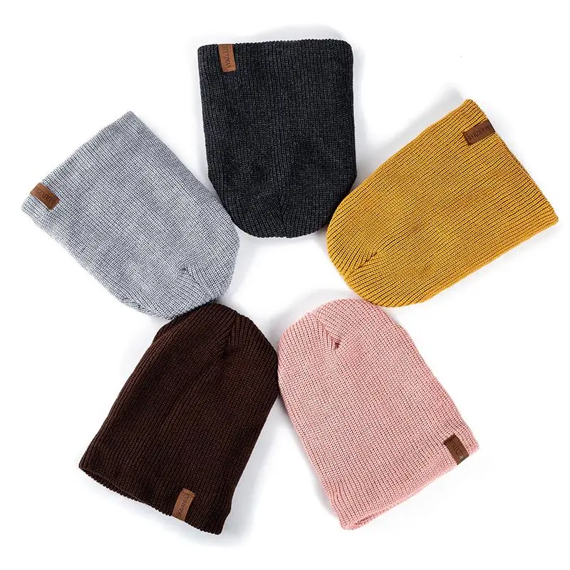 New Unisex Letter Beanie Hat Leisure Add Fur Lined Winter Hats For Men Women Keep Warm Knitted Hat Fashion Solid Ski Bonnet Cap