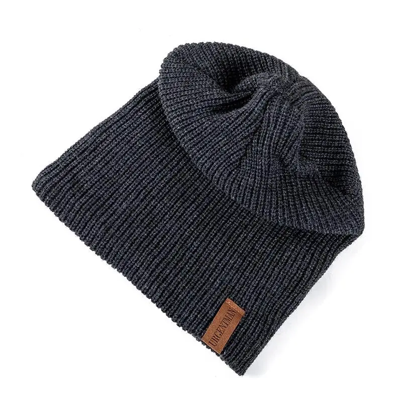 New Unisex Letter Beanie Hat Leisure Add Fur Lined Winter Hats For Men Women Keep Warm Knitted Hat Fashion Solid Ski Bonnet Cap