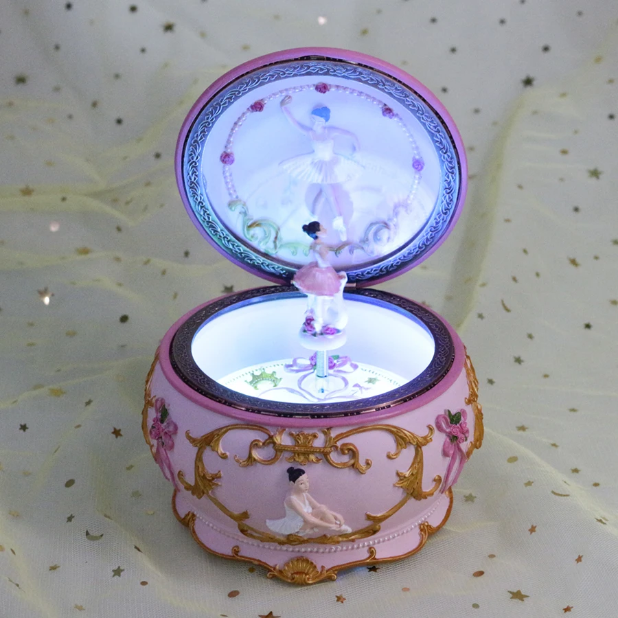Romance Teenage Ballerina Dancing Girl Music Box Swan Lake Luminous Musical Box Wedding Christmas for Girlfriend Gift Home Decor