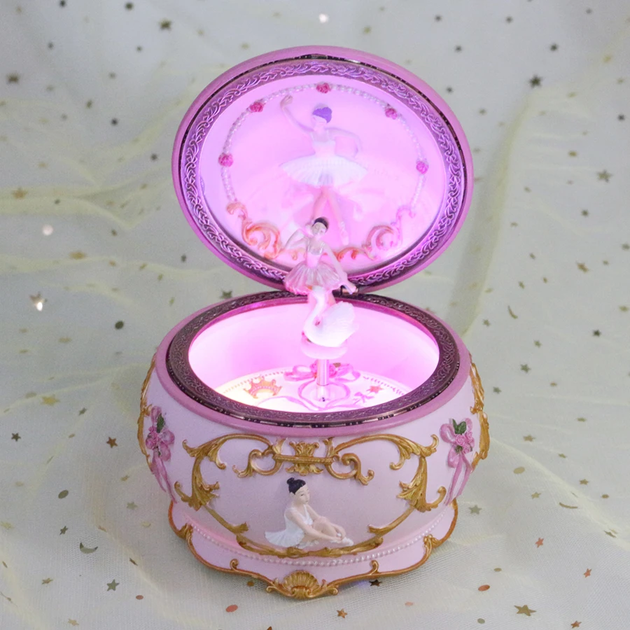Romance Teenage Ballerina Dancing Girl Music Box Swan Lake Luminous Musical Box Wedding Christmas for Girlfriend Gift Home Decor