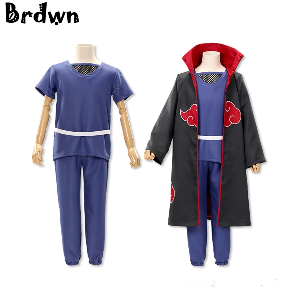 NARUTO Akatsuki Unisex Itachi Hidan Pein Sasori Deidara China Official Authorization Red Cloud Cosplay Cloak Suit