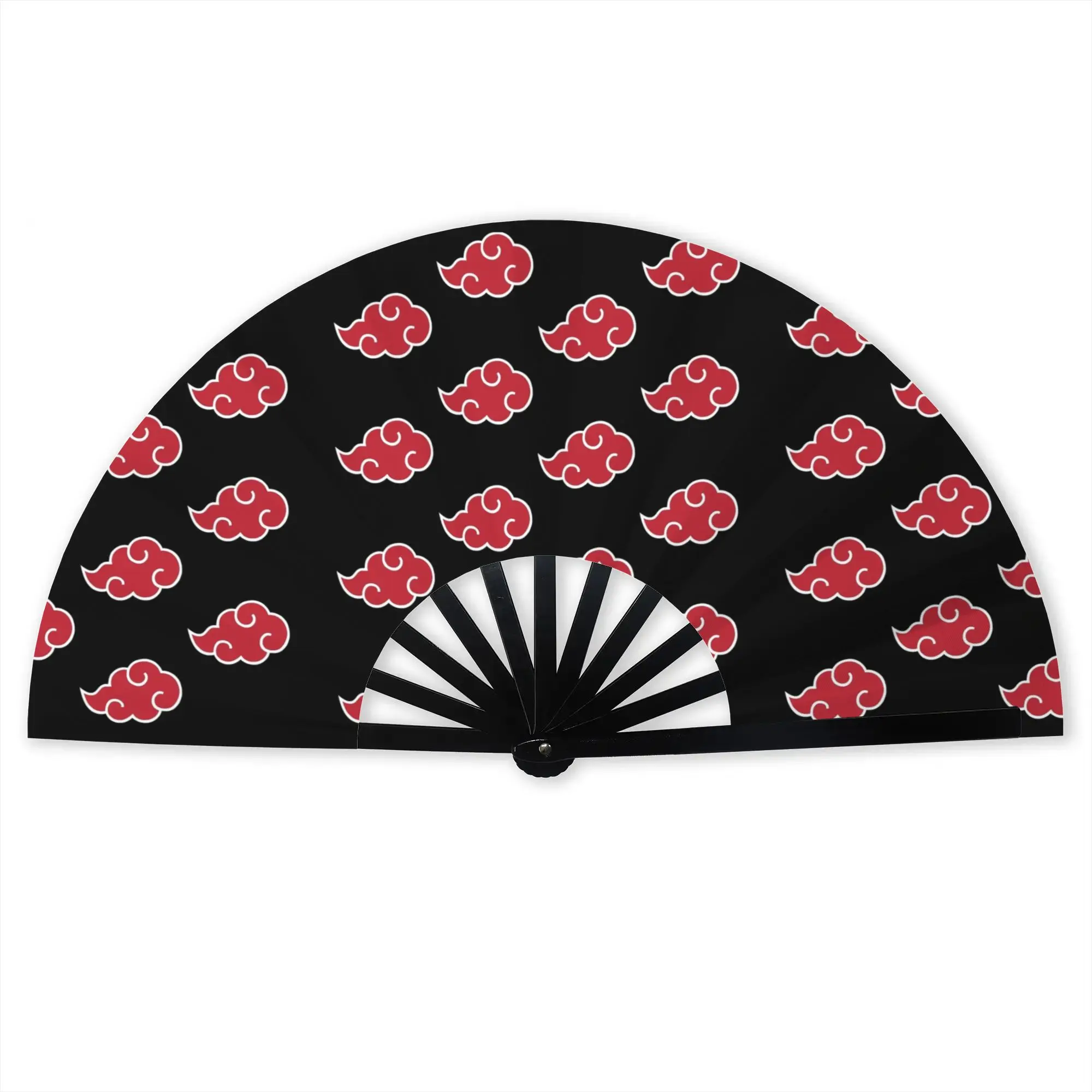 Anime U-Uchihaes Sasuke Japan Folding Hand Fan Custom Red Cloud Polyester Fabric Fan Novelty Summer Accessory Decorative Fans