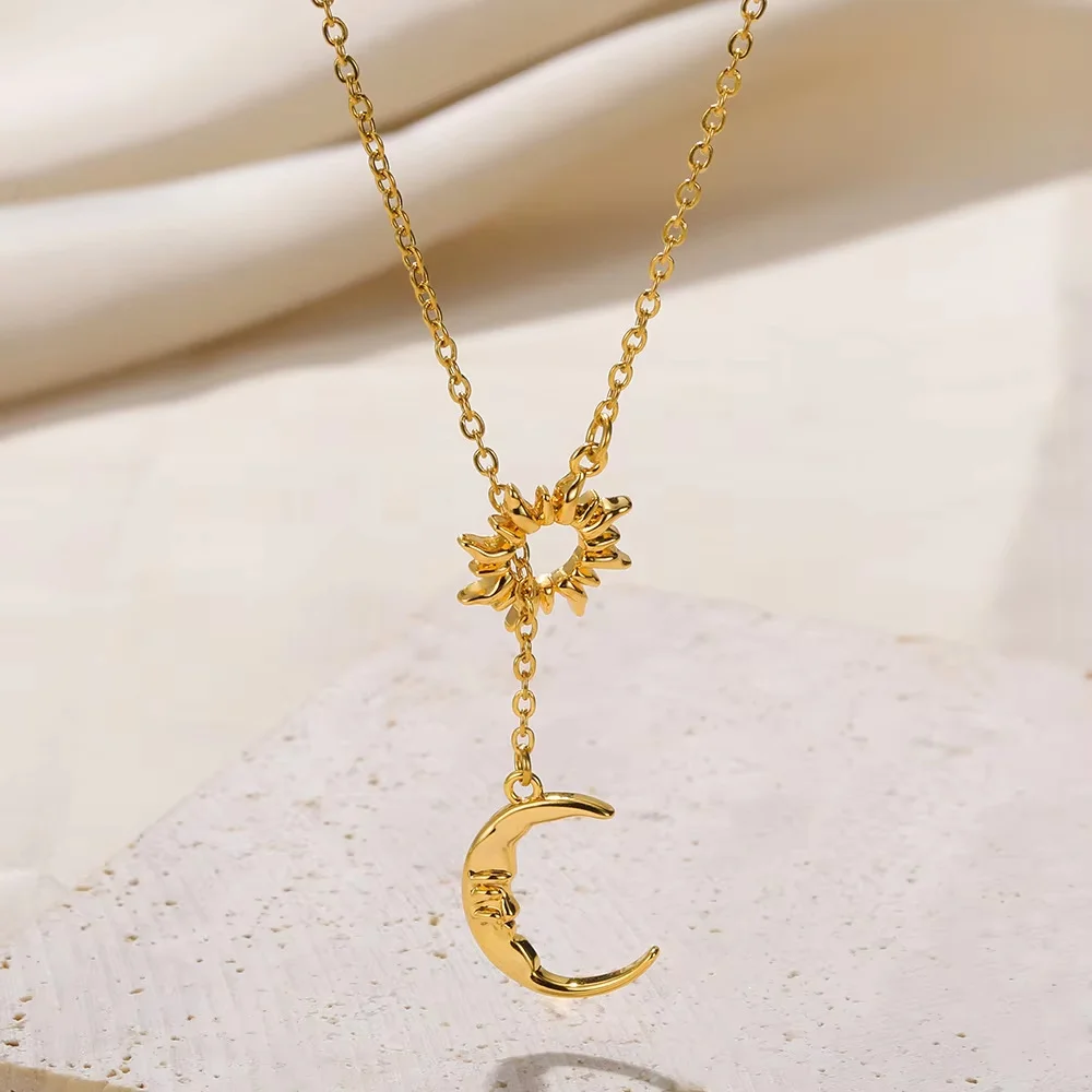 Women's Viking Rune Necklace Gold Color Stainless Steel Y-Shaped Pendant Choker Collars Minimalist Jewelry Fashion Lovers Gifts