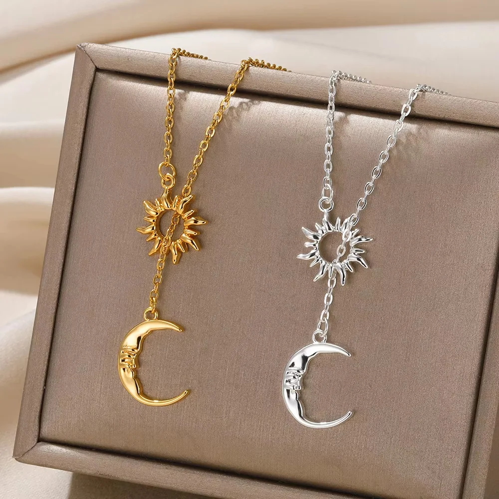 Women's Viking Rune Necklace Gold Color Stainless Steel Y-Shaped Pendant Choker Collars Minimalist Jewelry Fashion Lovers Gifts