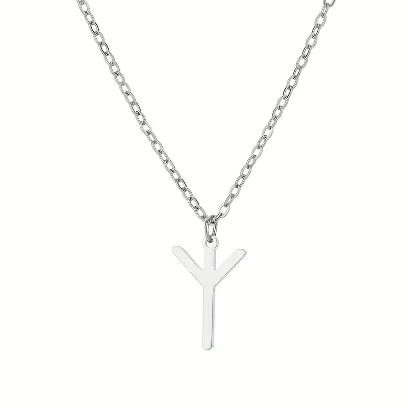Women's Viking Rune Necklace Gold Color Stainless Steel Y-Shaped Pendant Choker Collars Minimalist Jewelry Fashion Lovers Gifts