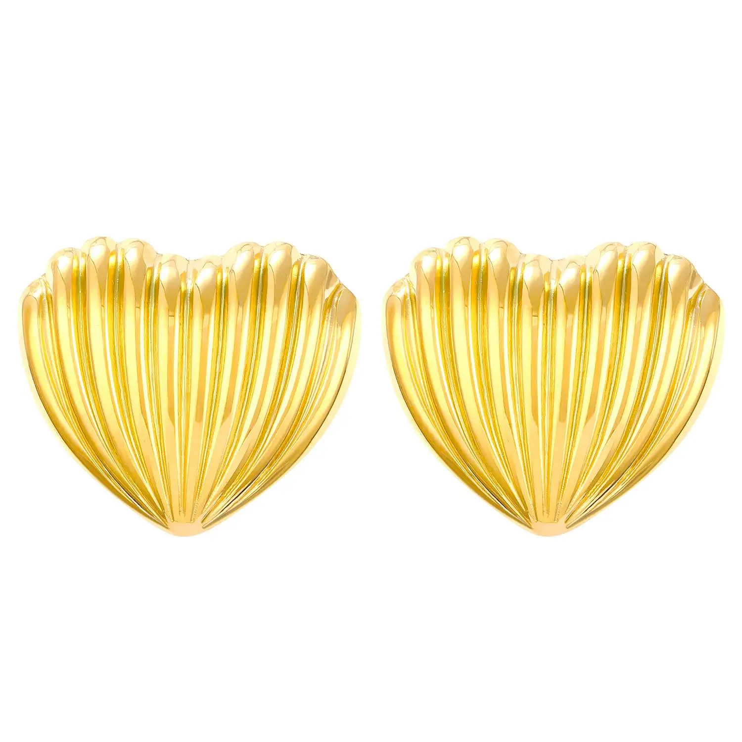 Fashion Round Stainless Steel Metal Earrings for Women Gold-Color Shell-Shaped Vintage Punk Earrings Elegent Female Jewelry New