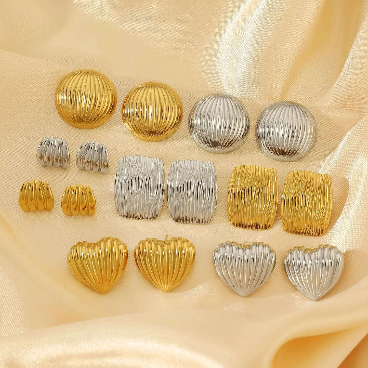 Fashion Round Stainless Steel Metal Earrings for Women Gold-Color Shell-Shaped Vintage Punk Earrings Elegent Female Jewelry New