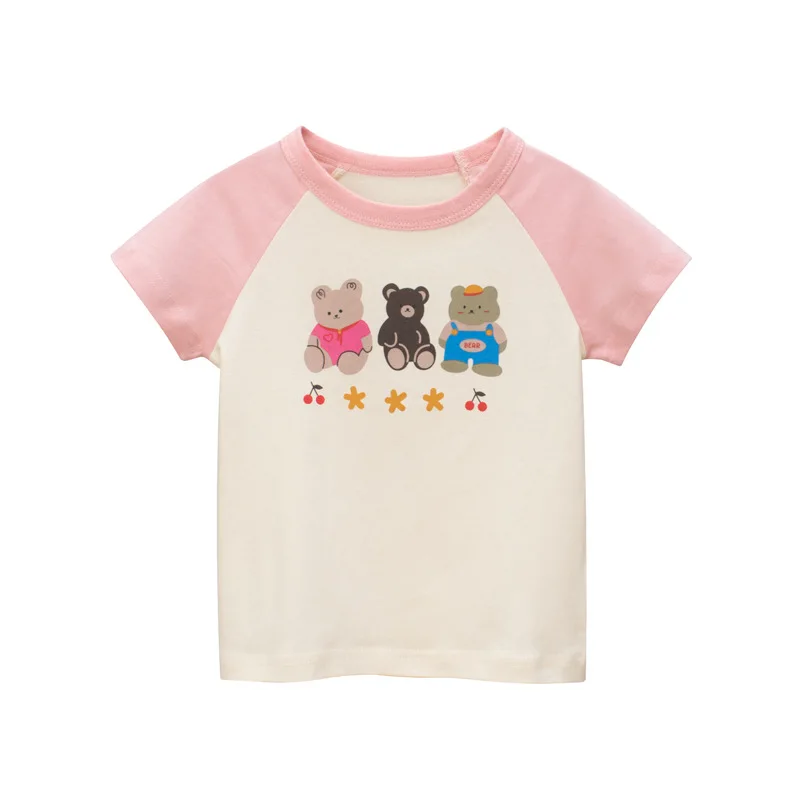 2025 Summer 2-8 Years Kids Girl Shorts Sleeve T-shirts Printed Little Girl Top Baby Girl T Shirts Children Toddler Girl Clothes