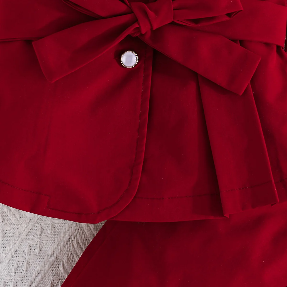 Children's Clothing Girl's Elegant Suit Dot Lace Sleeve Belted Blazer Coat Top and Pants Sets Three Piece Sets For Kids Clothes