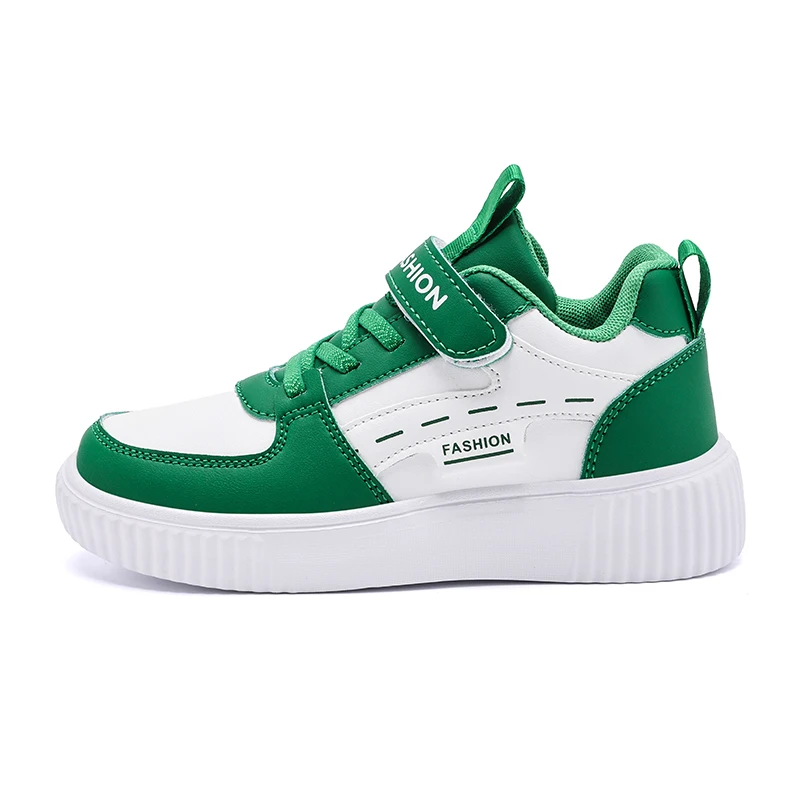 Kids PU Leather Sneakers Casual Basketball Shoes for Boys Trendy Sports Trainers Breathable Non-slip Children Footwear