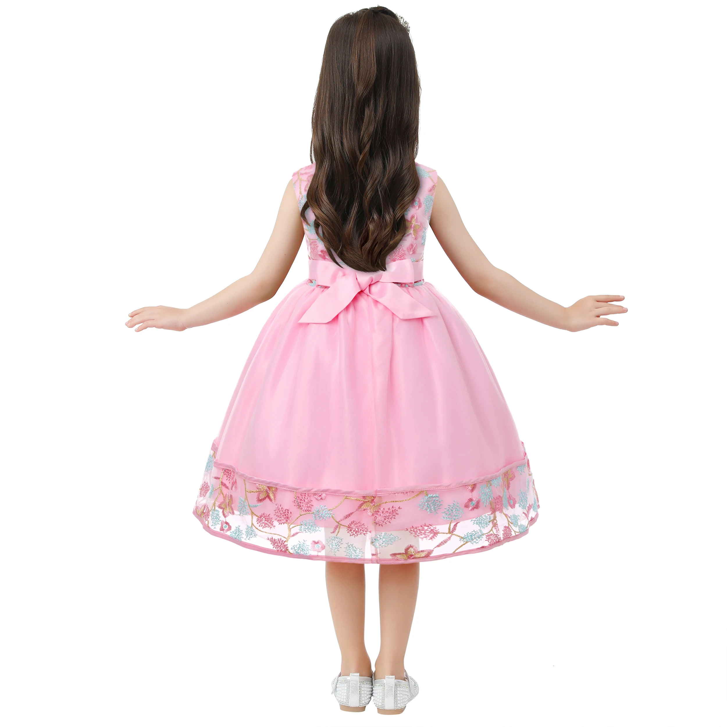 European and American Embroidery Dress Girl's Party Lace Princess Flower Child Net Gauze Pengpeng Dress