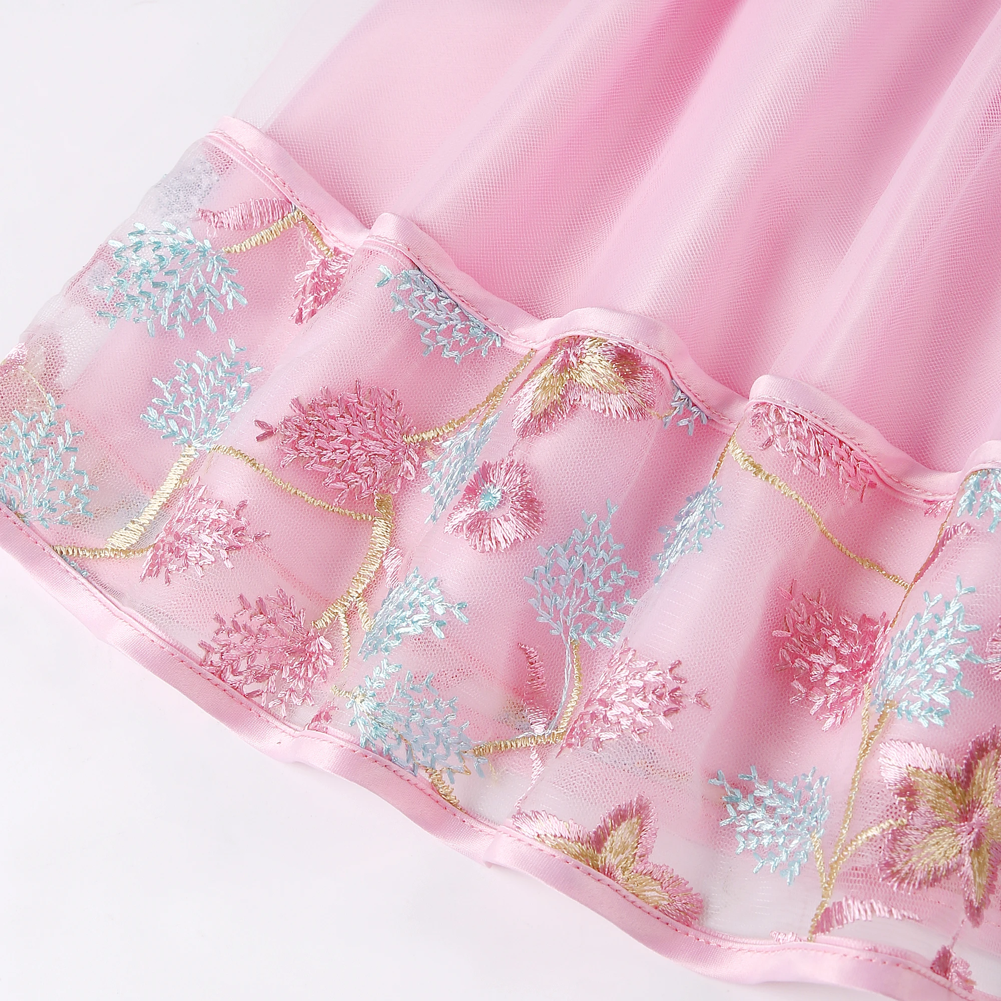 European and American Embroidery Dress Girl's Party Lace Princess Flower Child Net Gauze Pengpeng Dress