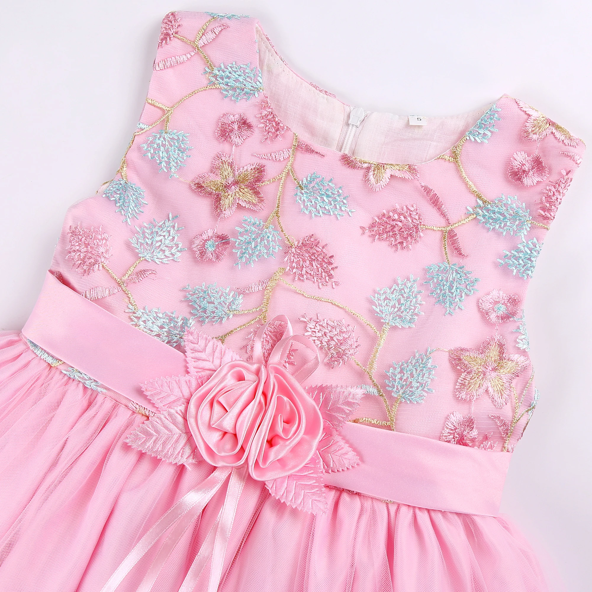 European and American Embroidery Dress Girl's Party Lace Princess Flower Child Net Gauze Pengpeng Dress