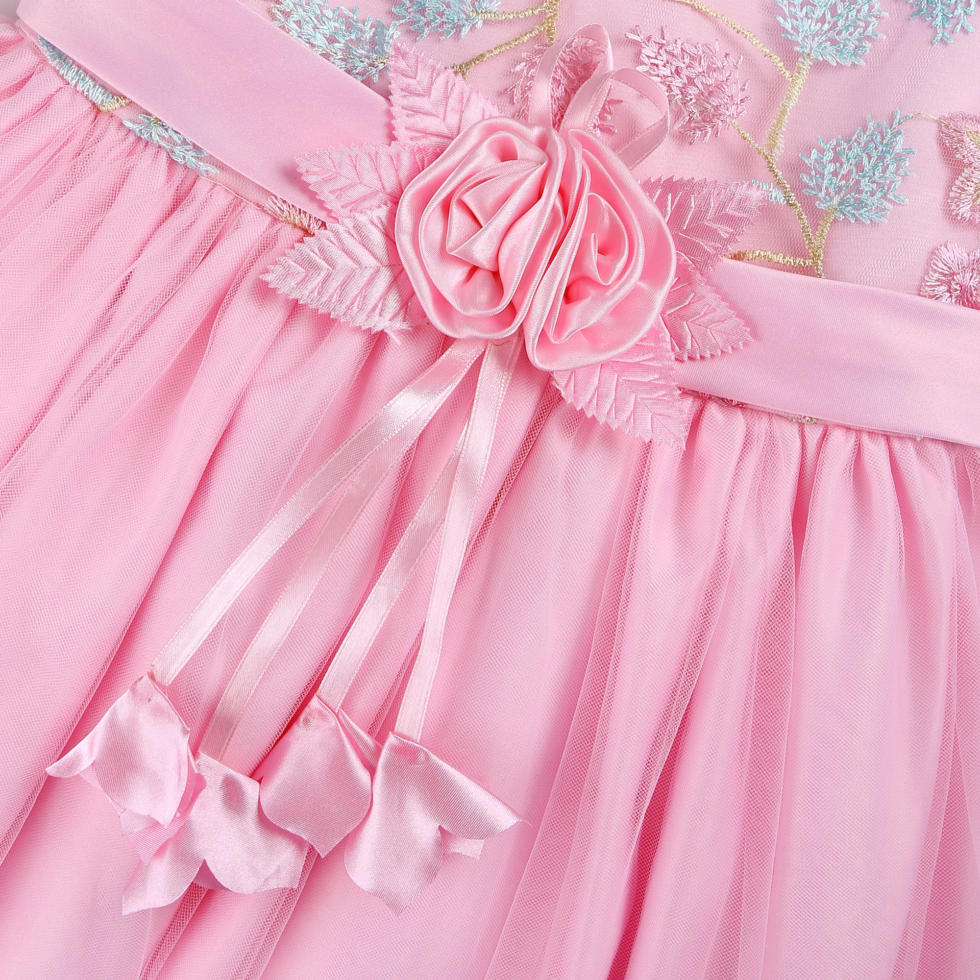 European and American Embroidery Dress Girl's Party Lace Princess Flower Child Net Gauze Pengpeng Dress