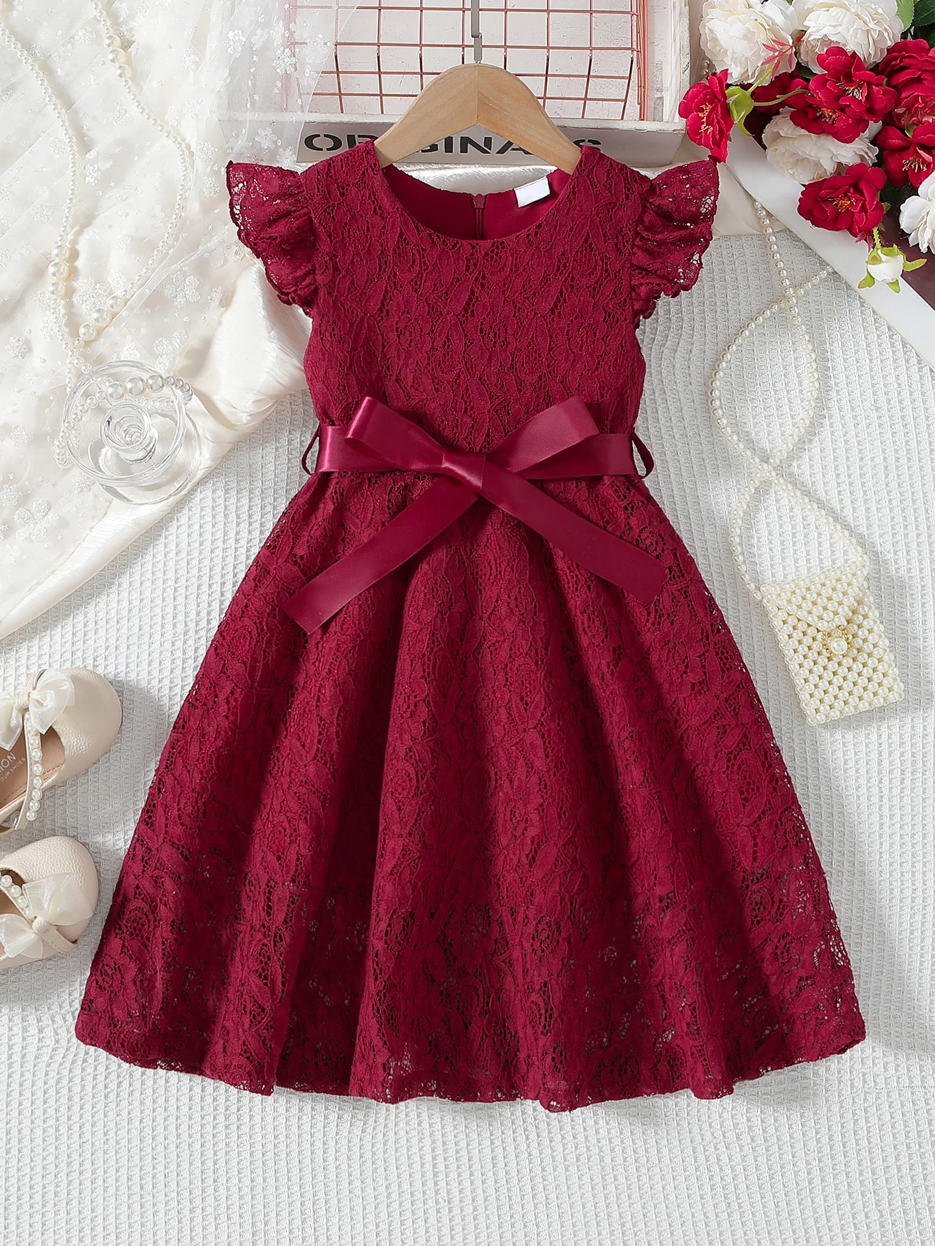 Girls Lace Dress Summer Princess Dresses for Kids Candy Color Teenager Wedding Performance Costume Baby Clothing 1-10T
