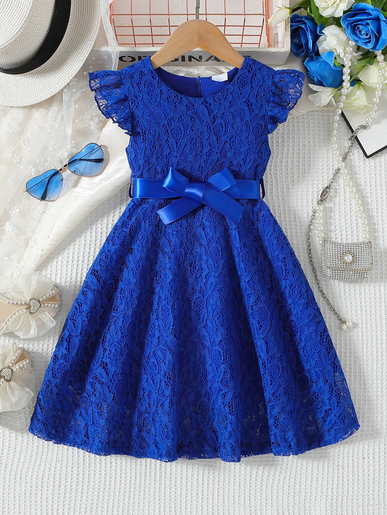 Girls Lace Dress Summer Princess Dresses for Kids Candy Color Teenager Wedding Performance Costume Baby Clothing 1-10T