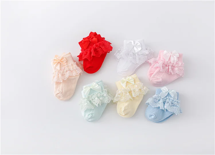 Lawadka 0-24Month Newborn Baby Socks For Girls Cotton Lace Infant Girls Sock Princess Bow Toddler Baby Girls Socks Spring 2024