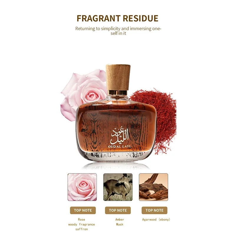 Arabic Sandalwood Perfume Classic Agarwood Musk Fragrance Elegant Charming Woody Eau De Parfum For Men