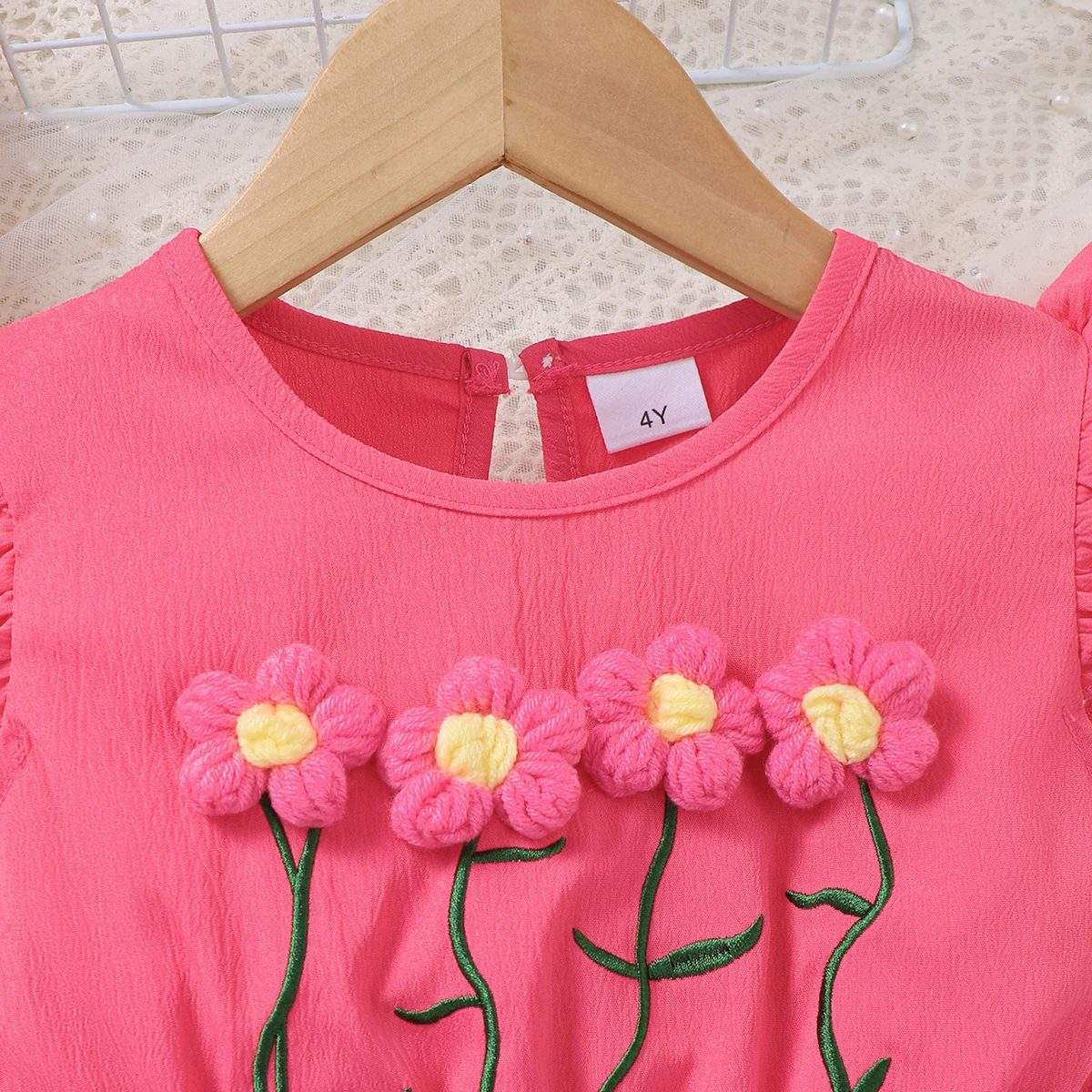 Girl Child Dress Embroidered Small Flower Flying Sleeve Dress+Small Bag 2Pcs Suitable 1-6 Years Girl Child Summer Fashion Dress