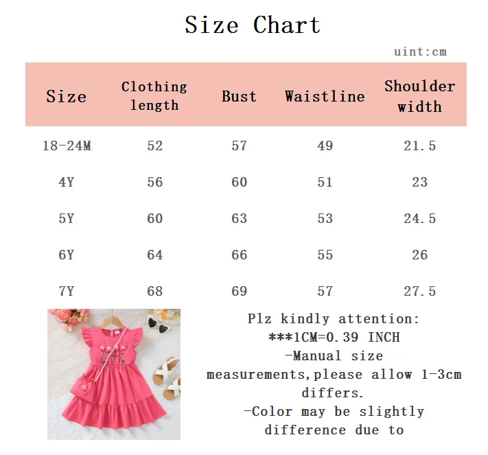 Girl Child Dress Embroidered Small Flower Flying Sleeve Dress+Small Bag 2Pcs Suitable 1-6 Years Girl Child Summer Fashion Dress