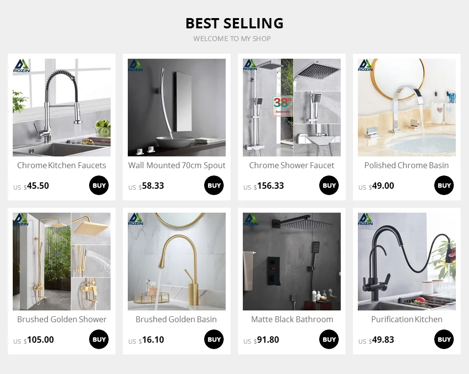 Rozin Chrome Brass Purified Water Kitchen Faucet Mixer Tap and Pure Water Filter Faucet Deck Mounted Dual Handles Hot Cold Taps