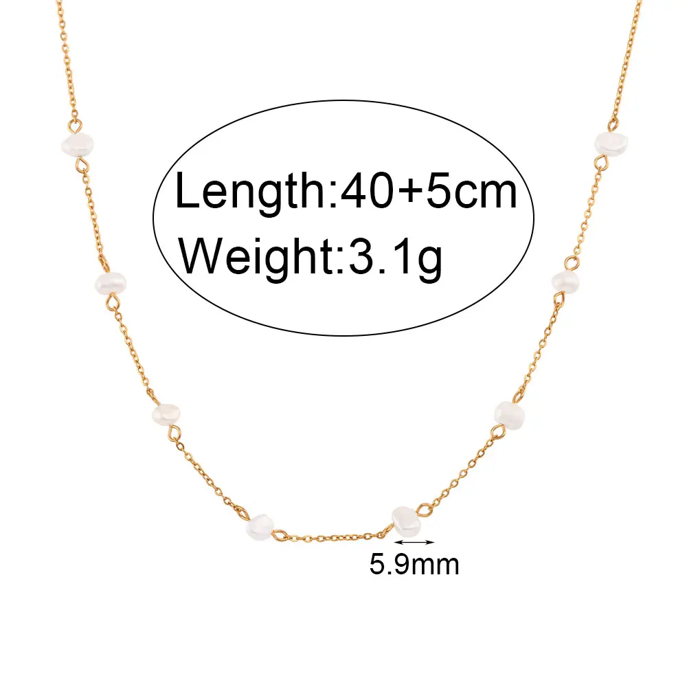 E.B.belle Anti-allergy Stainless Steel Chain Freshwater Pearl Chain Necklace Bracelets For Women Gold Plated Jewelry Set