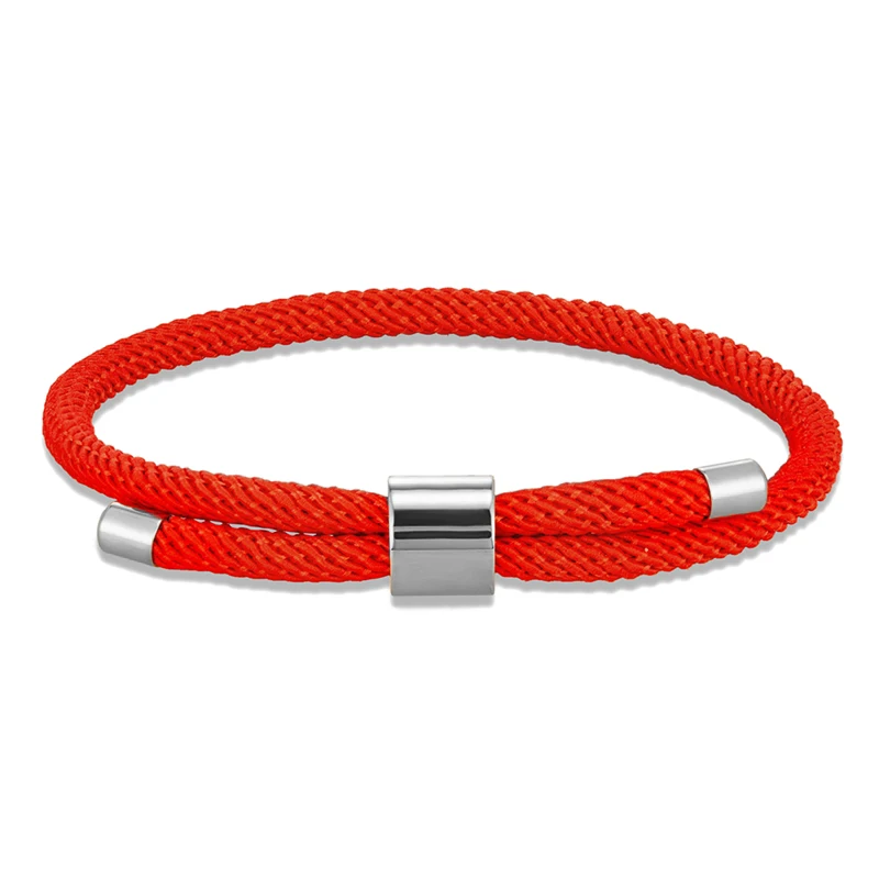 MKENDN Minimalist Stainless Steel Bracelet Men Women Handmade Adjustable Size Rope Couple Bracelets Summer Beach Jewelry Gift