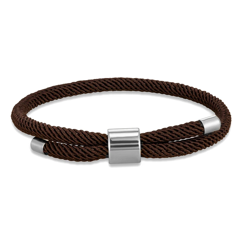MKENDN Minimalist Stainless Steel Bracelet Men Women Handmade Adjustable Size Rope Couple Bracelets Summer Beach Jewelry Gift
