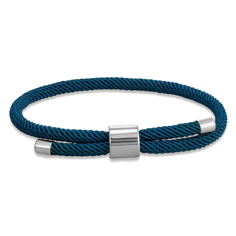MKENDN Minimalist Stainless Steel Bracelet Men Women Handmade Adjustable Size Rope Couple Bracelets Summer Beach Jewelry Gift