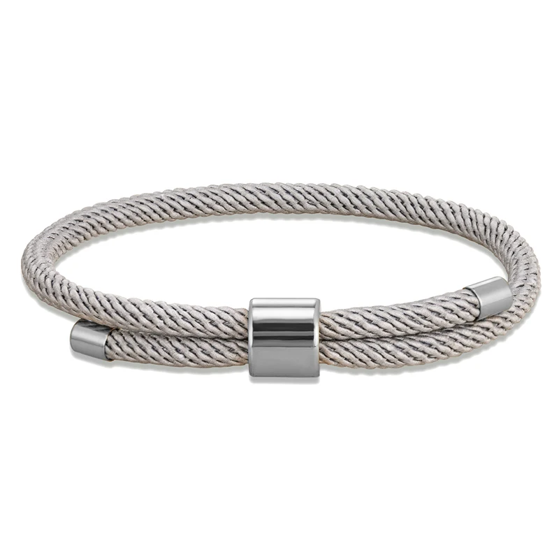 MKENDN Minimalist Stainless Steel Bracelet Men Women Handmade Adjustable Size Rope Couple Bracelets Summer Beach Jewelry Gift