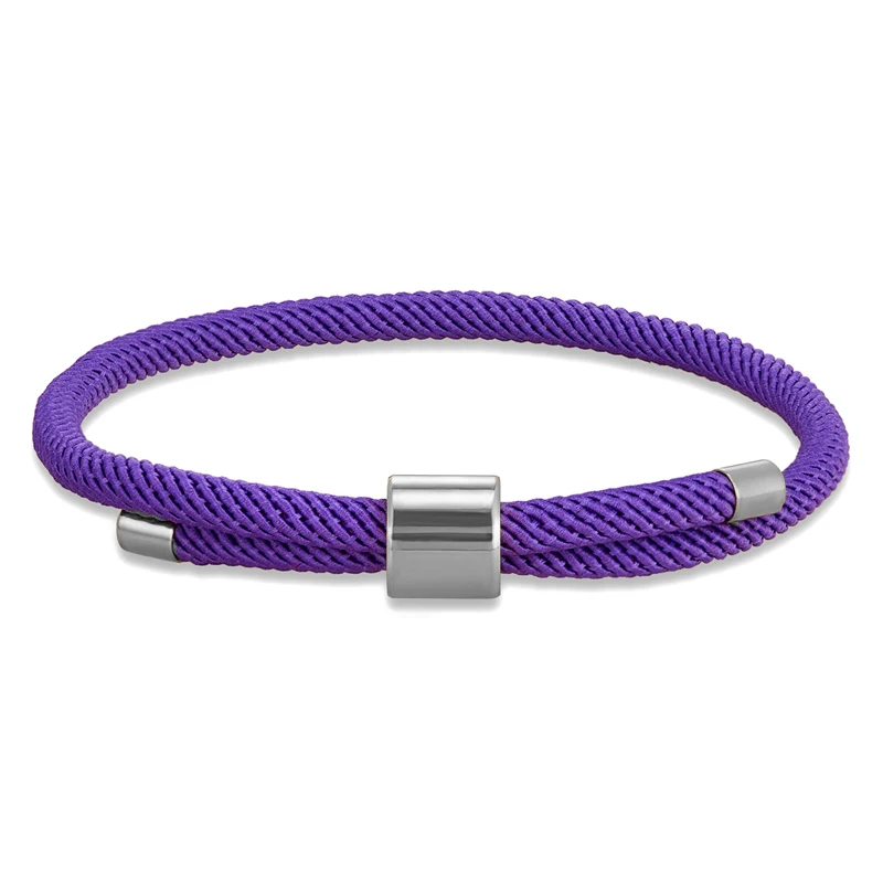 MKENDN Minimalist Stainless Steel Bracelet Men Women Handmade Adjustable Size Rope Couple Bracelets Summer Beach Jewelry Gift