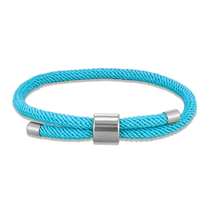 MKENDN Minimalist Stainless Steel Bracelet Men Women Handmade Adjustable Size Rope Couple Bracelets Summer Beach Jewelry Gift