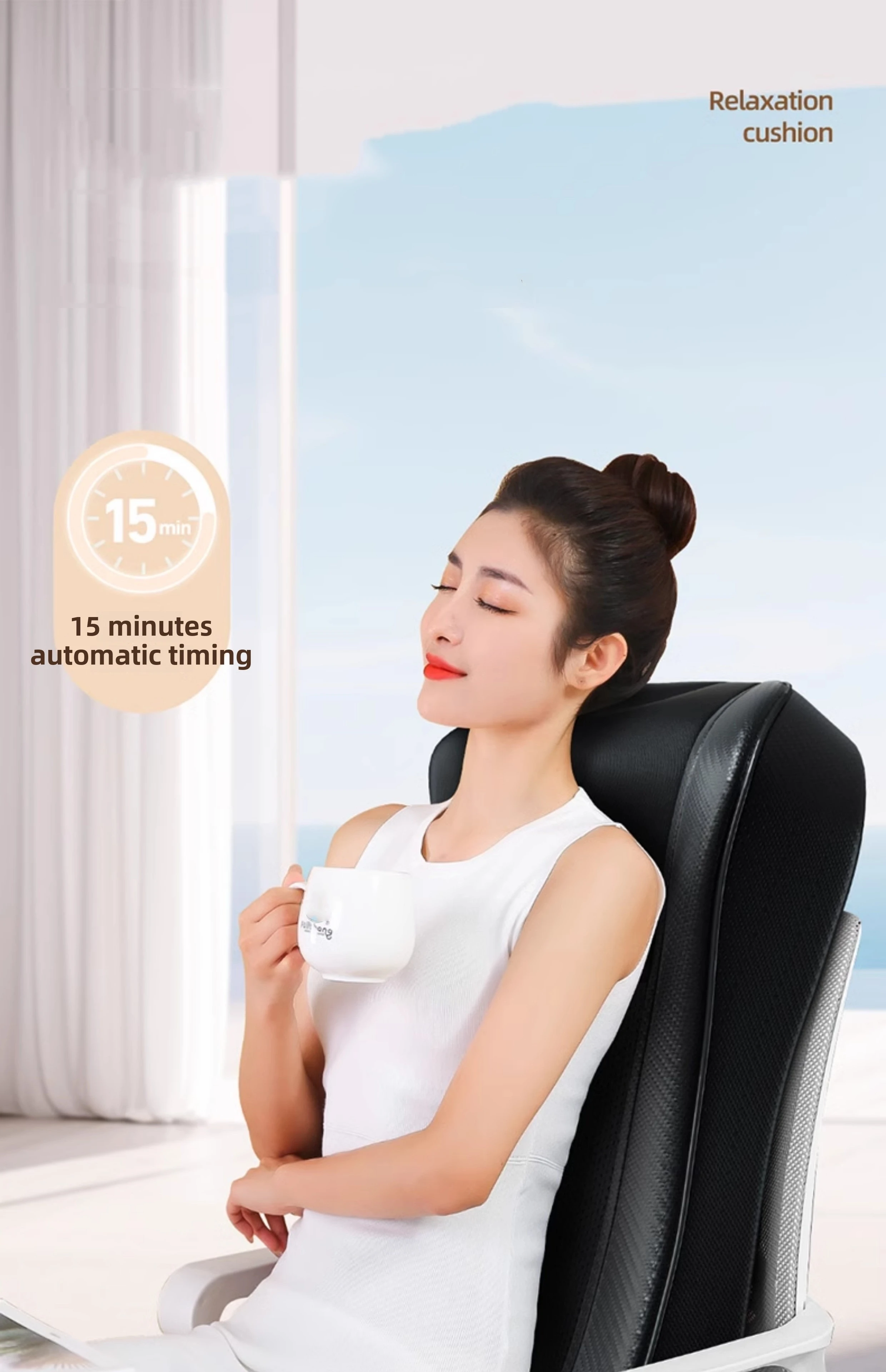 JAIYORL Shiatsu Neck Massage Pillow Electric Cushion Back Massager Deep with Heat Tissue Kneading for Shoulder Relax Muscles