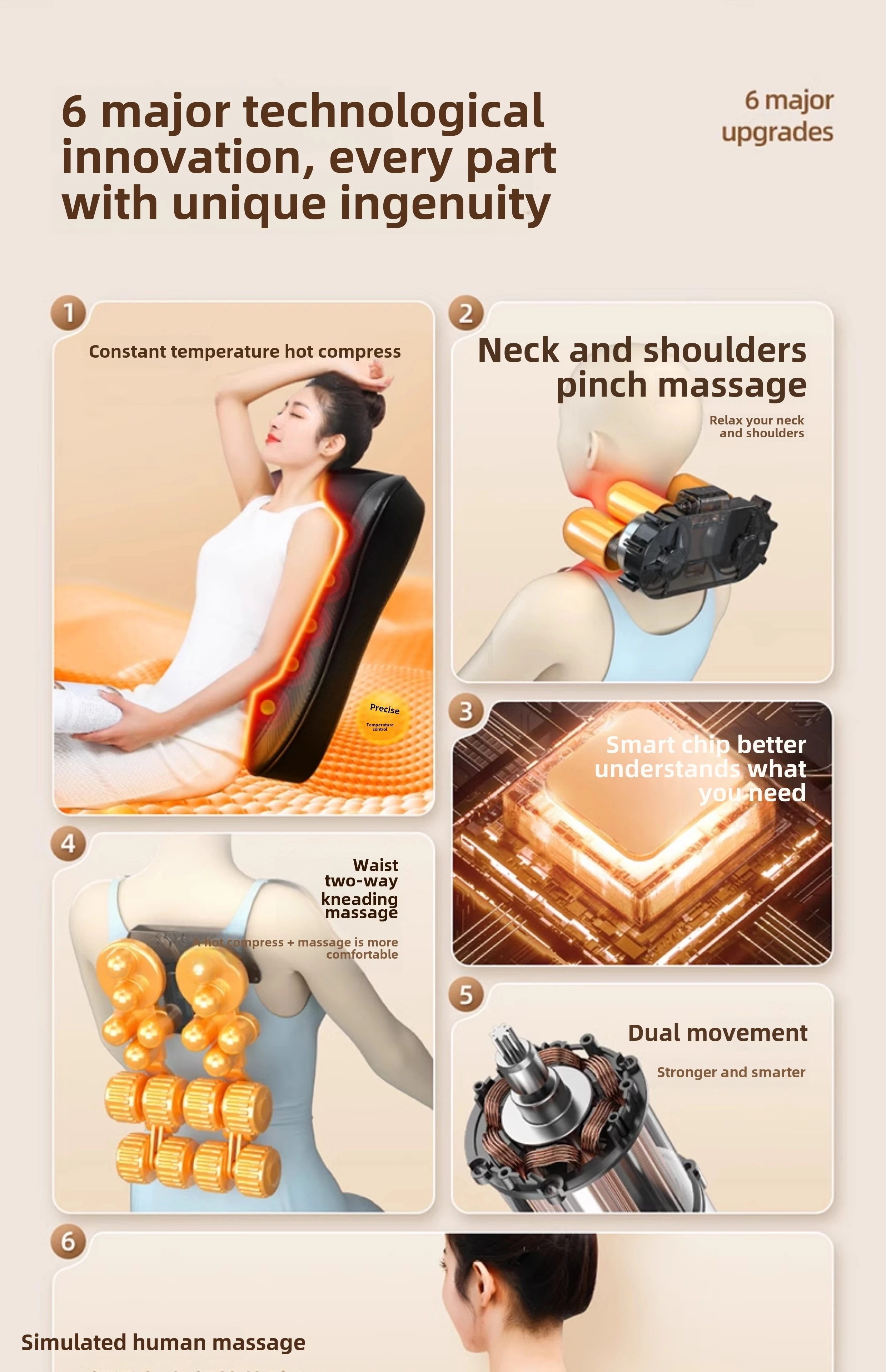 JAIYORL Shiatsu Neck Massage Pillow Electric Cushion Back Massager Deep with Heat Tissue Kneading for Shoulder Relax Muscles