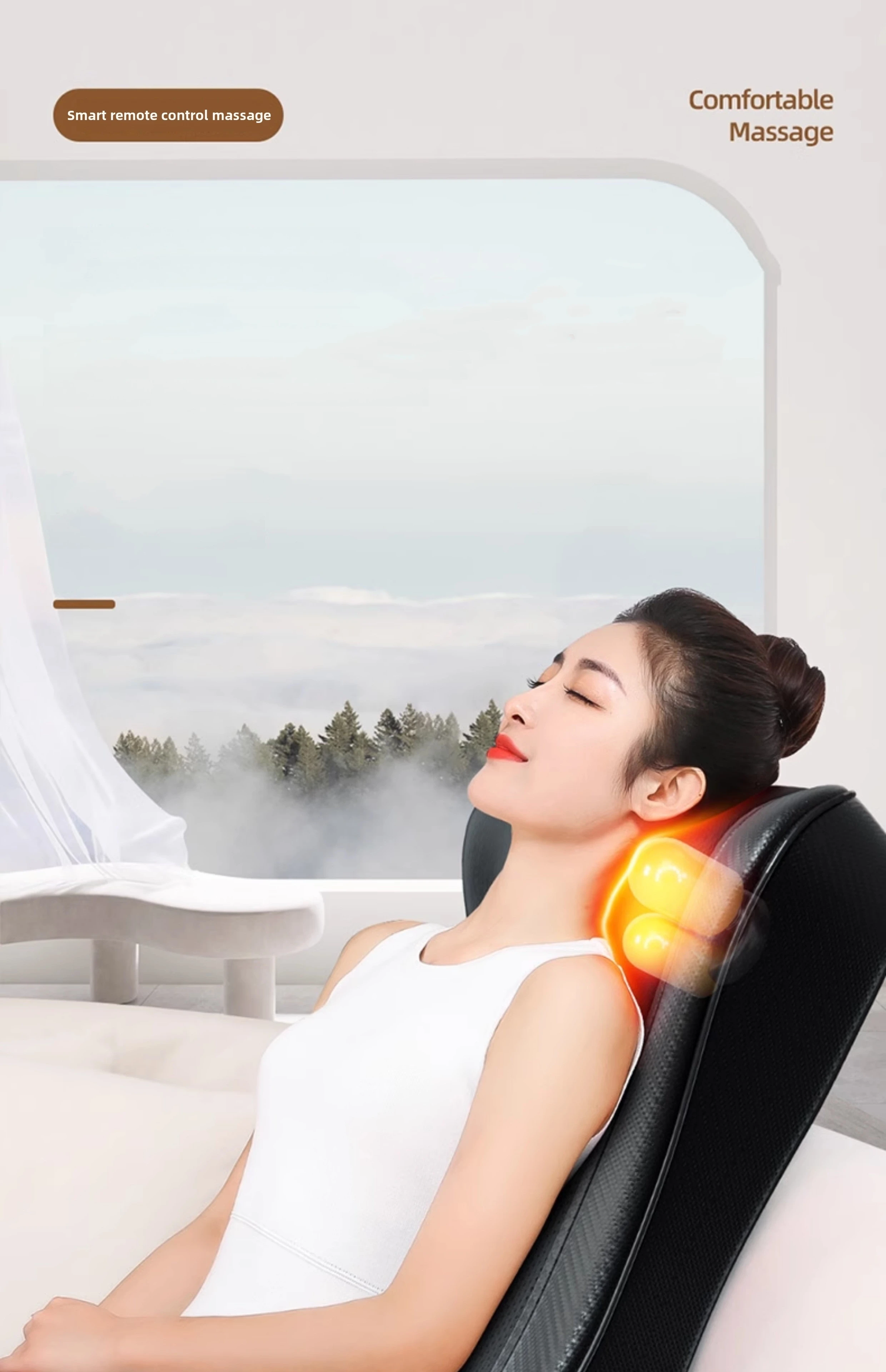 JAIYORL Shiatsu Neck Massage Pillow Electric Cushion Back Massager Deep with Heat Tissue Kneading for Shoulder Relax Muscles