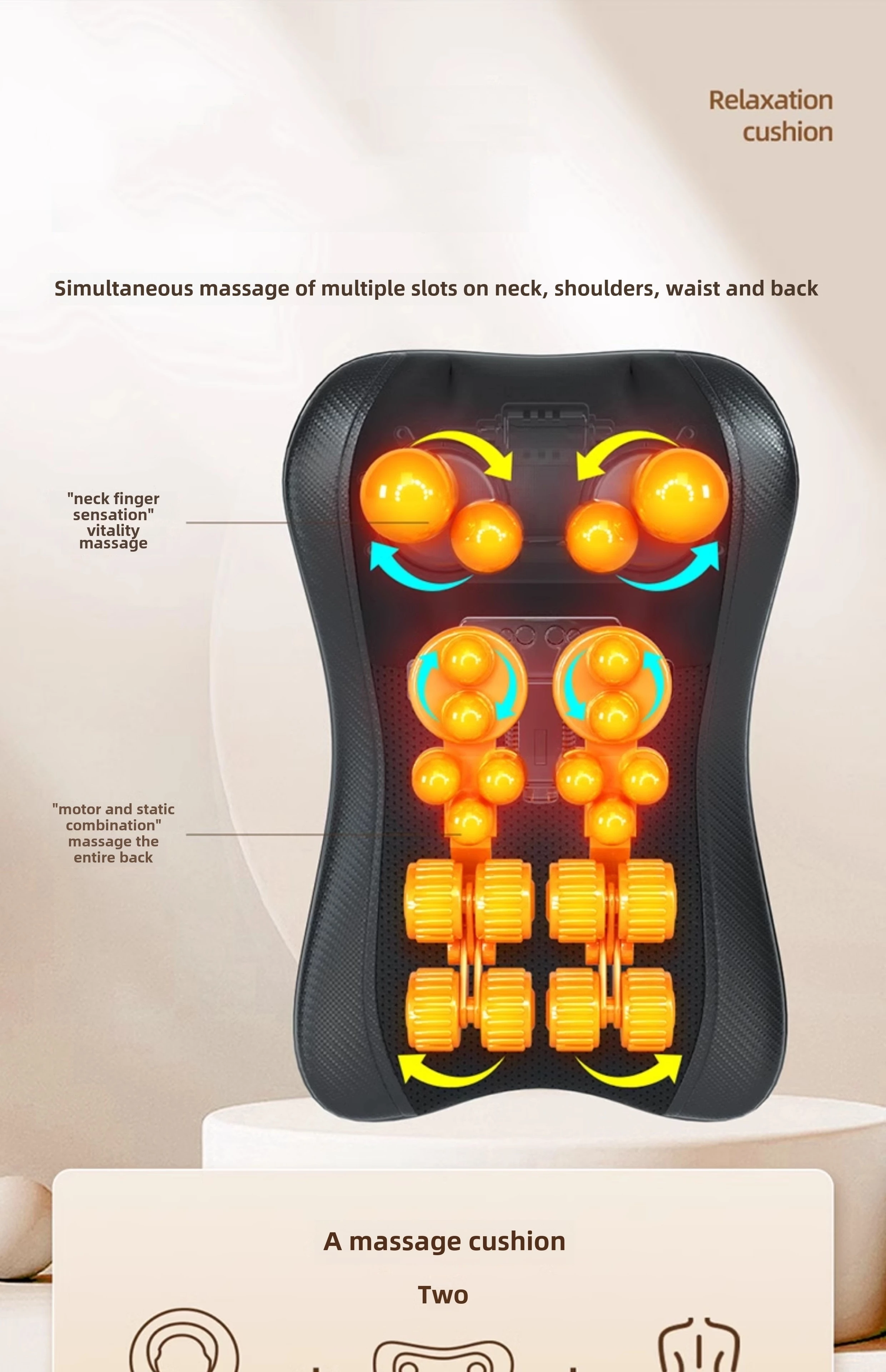 JAIYORL Shiatsu Neck Massage Pillow Electric Cushion Back Massager Deep with Heat Tissue Kneading for Shoulder Relax Muscles