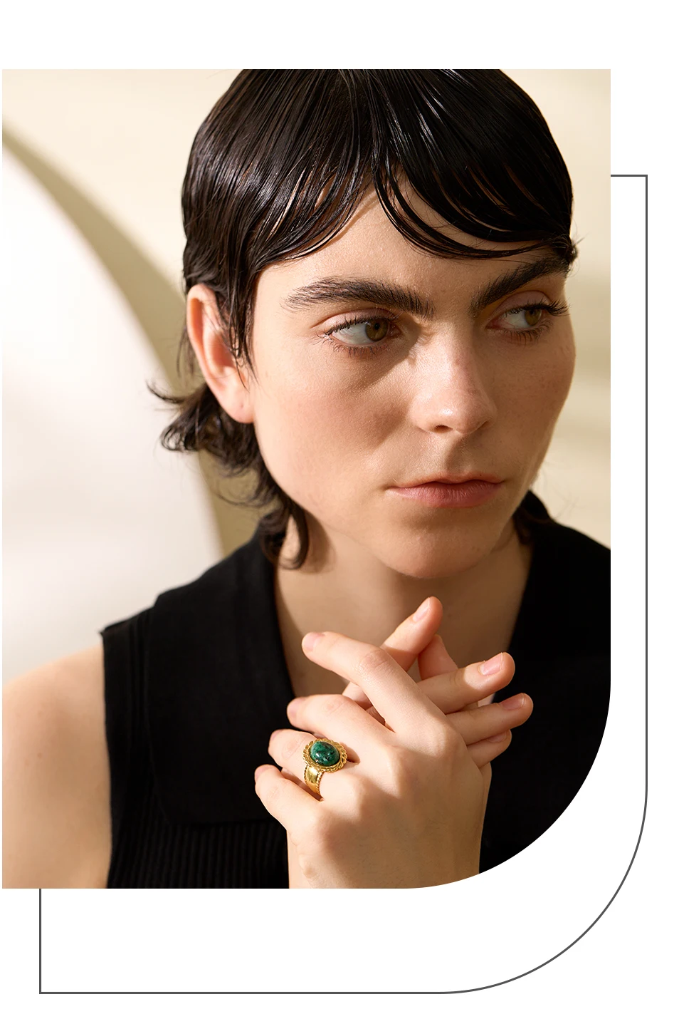 Yhpup Stainless Steel Wide Chunky Ring Inlaid Tiger Natural Stone Jewelry Trend Europe Bijoux Vintage Stylish Statement